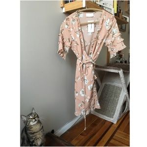 Floral ruffle wrap dress